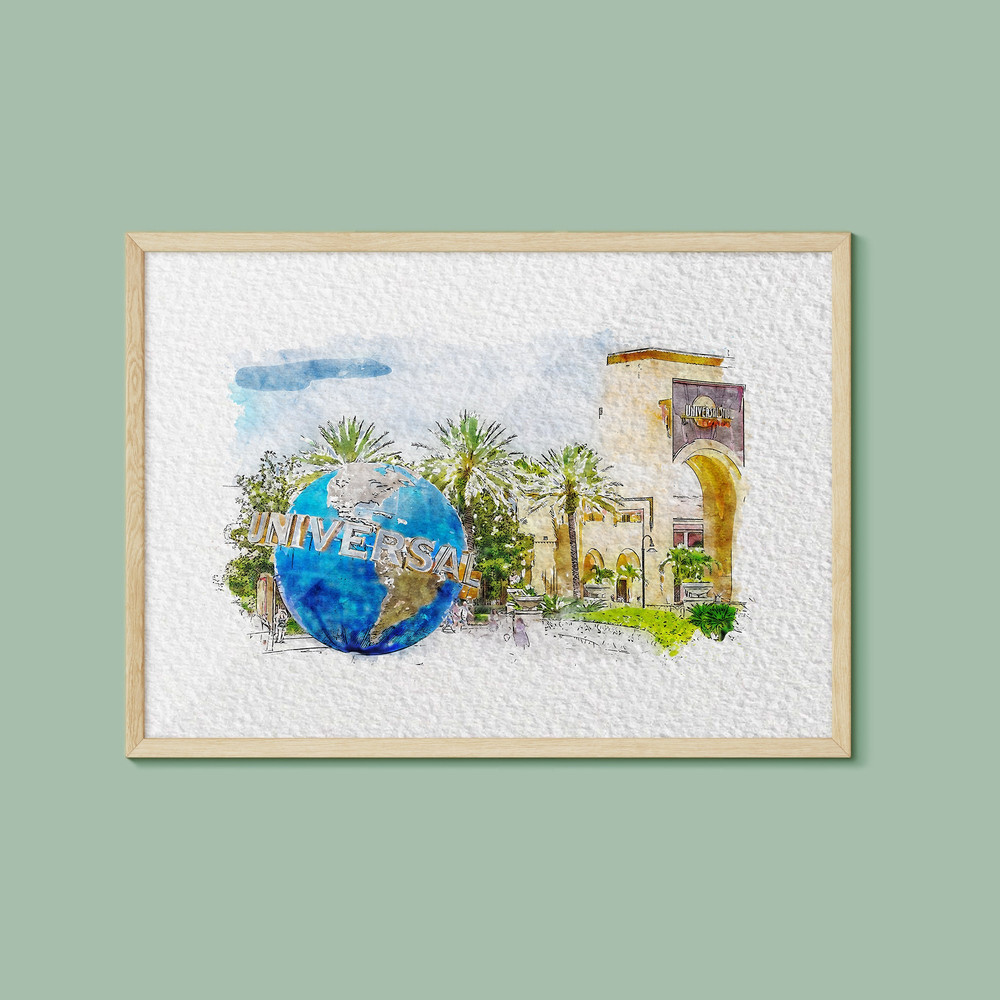 Universal Studios Orlando Watercolour Print, Universal Studios Print, Universal Orlando, Florida, HHN, Universal Orlando Resort Print.jpg