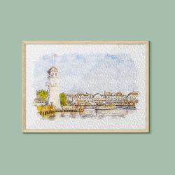 walt disney world crescent lake watercolour print, disney print, disneyworld, epcot, epcot print, orlando, disney gift s