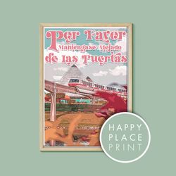walt disney world monorail spanish retro poster, disney print, walt disney world poster, disney parks print, disney mono
