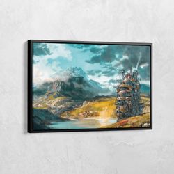 howls moving castle canvas, anime print, studio ghibli poster, howls moving castle poster, japanese wall art, manga post