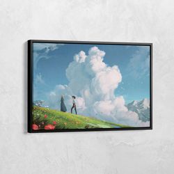 howls moving castle print, japanese anime canvas, studio ghibli poster, howls moving castle poster, sophie and howl wall