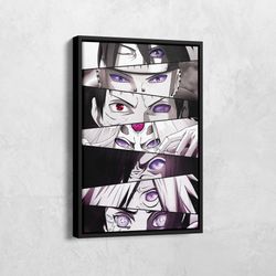 manga characters eyes canvas, far east anime, anime characters poster, japanese anime prints, game room decor, japanese