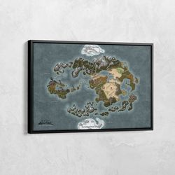 map of avatar the last airbender, avatar world map canvas, avatar the last airbender map, avatar poster, fantasy cartogr