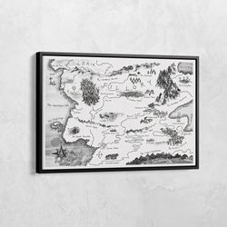 map of fillory print, the magicians map canvas, quentin coldwater map poster, the magician king map wall art, fantasy ma