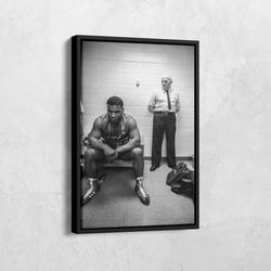mike tyson print, cus d'amato canvas, mike tyson boxing poster, iron mike, boxing fan gifts, black white, inspiration pr