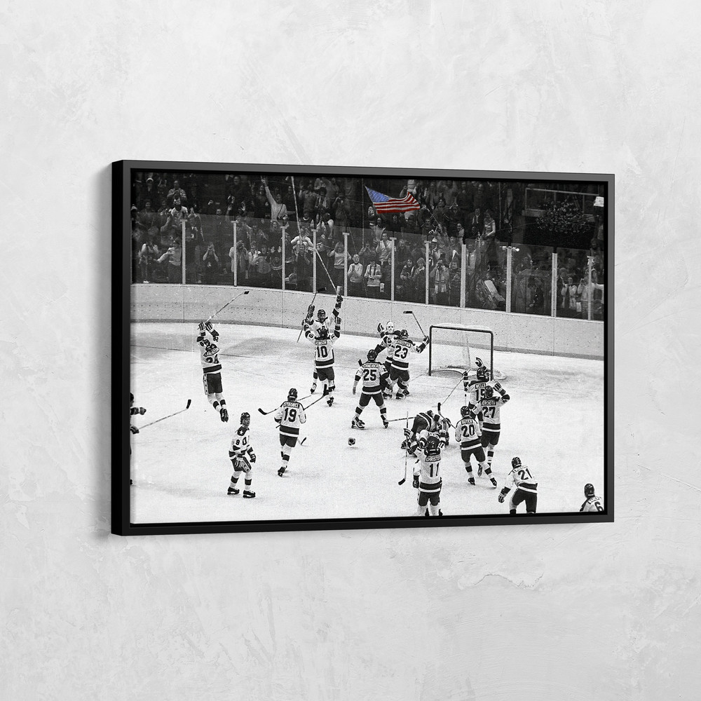 US Winter Olympic Hockey Canvas, Miracle on Ice 1980, Hockey Poster, Sport Art Print, Herb Brooks Arena, Gym Decor, Game Winning Moment.jpg
