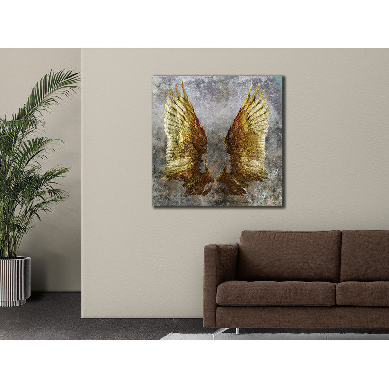 Angel Wings Canvas Print Art, Gold Wings Wall Decor, 3D Wall Art, Home Decoration, Abstract Canvas Art, Wings Poster, Minimalism Artwork.jpg