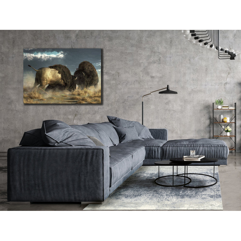 Bison Canvas Art, Animals Wall Decor, Abstract Print Canvas, Ready to Hang, Modern Home Decor, Farmhouse Wall Art, Wild Nature Poster.jpg