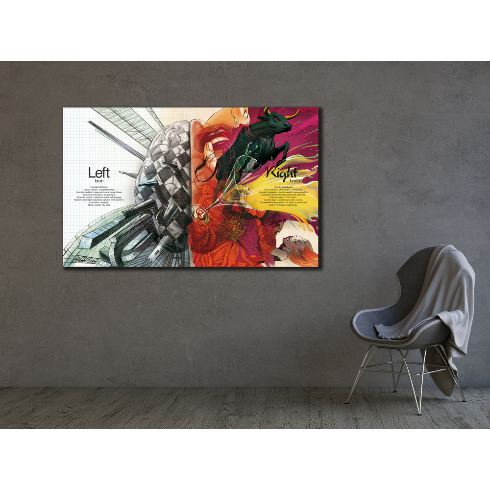 Brain Anatomy Colorful Wall Art, Right Left Brain Canvas Print, Abstract Picture Of The Human Brai, Creative Wall Art, Office And Home Decor.jpg