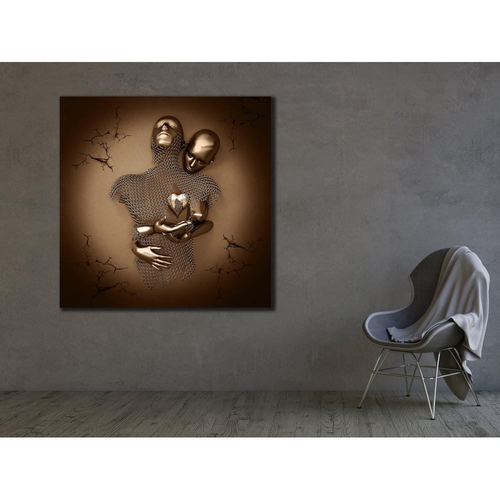 Bronze Canvas Print Art, Couple Wall Decor, 3D Wall Art, Home Decoration, Abstract Canvas Art, Couples Hugging Poster, Minimalism Artwork.jpg