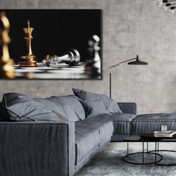 chess poster, chess canvas on painting, chess lover gift, canvas printing, man cave wall art, modern wall decor,home and