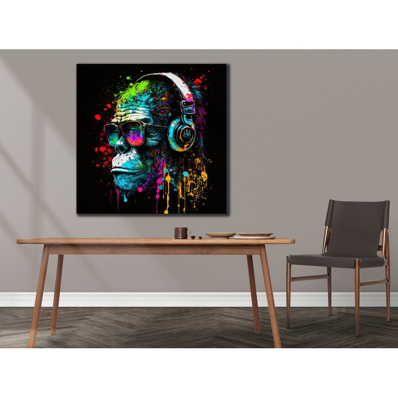 Colorful Chimp Canvas Art , Graffiti Monkey Wall Decor, DJ Monkey Wall Printing, Painting On Canvas, Colorful Animal Canvas Art, Home Gifts.jpg