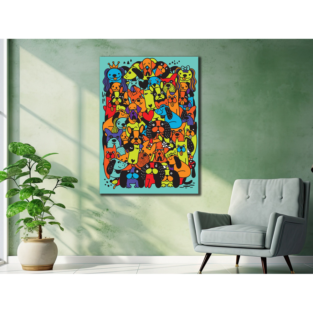 Colorful Dogs Wall Art, Cute Dogs Canvas Art, Animal Canvas, Dogs Canvas Print, Dog Room Decoration, Home And Office Gift.jpg