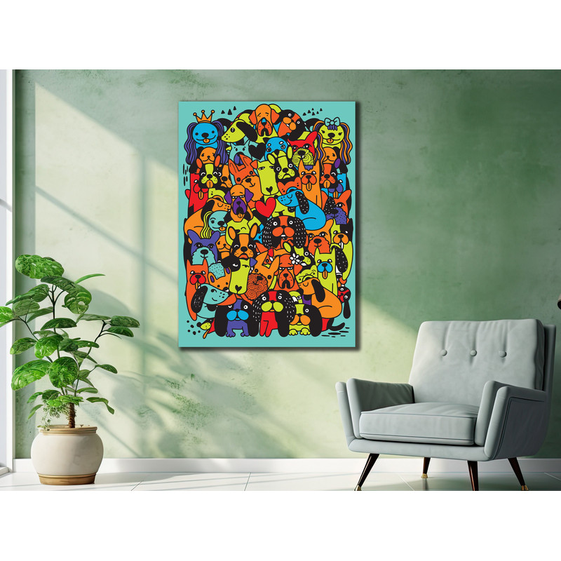Colorful Dogs Wall Art, Cute Dogs Canvas Art, Animal Canvas, Dogs Canvas Print, Dog Room Decoration, Home And Office Gift.jpg