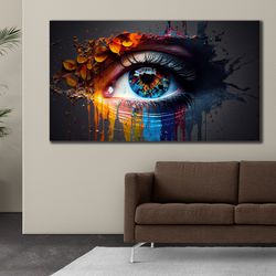 colorful eye canvas print, looking eye canvas art, eyes home wall decoration, abstract eye wall decor, wall hangings, li