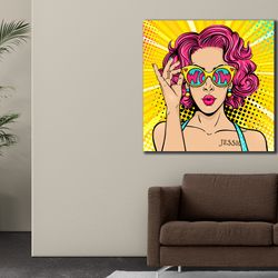 comic pop art print, omg shock canvas painting, woman wall art, lip wall decor, pop art home decor, modern wall art
