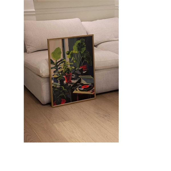 Vinyl & Plants Oil Pastel Painting Art Print, Retro Aestheti - Inspire ... Vinyl & Plants Oil Pastel Painting Art Print, Retro Aestheti - Inspire ...