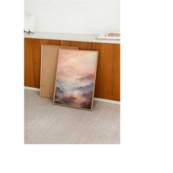 cloudy heights, natural landscape painting, minimalistic/simplistic scenery artwork download, warm toned art for home wa