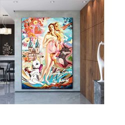 banksy the birth of venus graffiti pop art canvas decor, banksy venus style pop art, sandro botticelli pop art , street