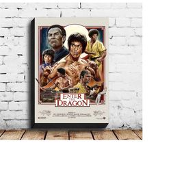 enter the dragon movie bruce lee movie poster canvas wall art picture for living room home decor (no frame)