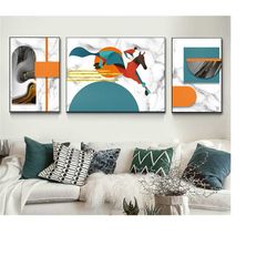 abstract horse black prints, abstract wall art, home decor art, light luxury printing art, canvas print, modern canvas p