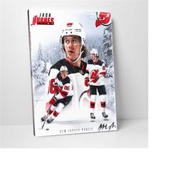 jack hughes poster, new jersey devils, nhl sports print, sports player print, framed art print , wall art, home deco, ca