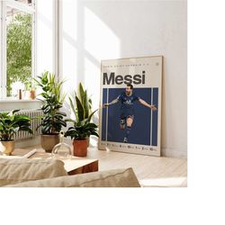 lionel messi inspired poster, football art print, argentina poster, mid-century modern, uni dorm room
