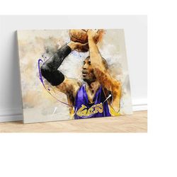 kobe bryant v3 poster la lakers hand drawn poster canvas art print, man cave gift boys room for him room decor
