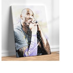 kobe bryant poster la lakers hand drawn poster canvas art print, man cave gift boys room for him room decor