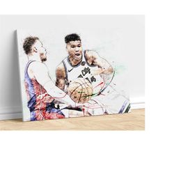 giannis antetokounmpo v2 poster milwaukee bucks hand drawn poster canvas art print, man cave gift boys room for him room