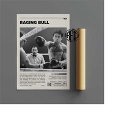 raging bull retro vintage poster | minimalist movie poster | retro vintage art print | wall art | home decor