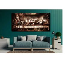 last supper monster canvas wall art, last supper zombies poster print, last supper alien canvas, last supper monster pos
