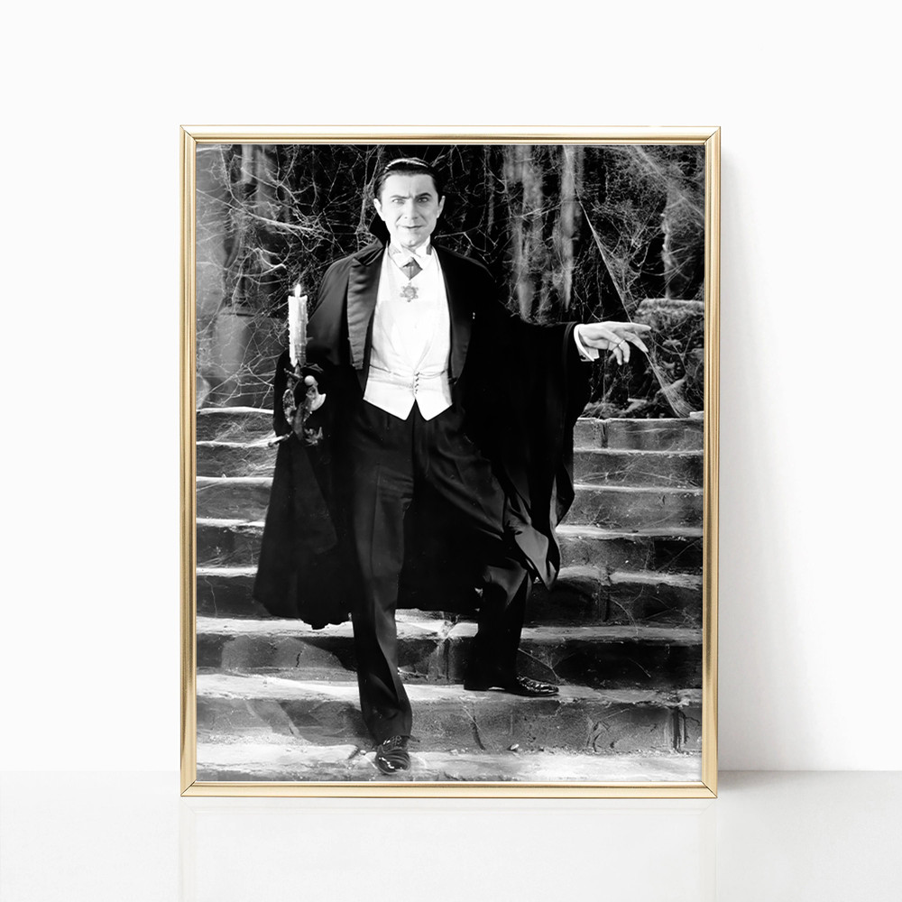 Dracula Vintage Movie Poster Vampire Wall Art Scary Halloween Horror Living Room Decor Black and White Photography Canvas Framed Printed.jpg