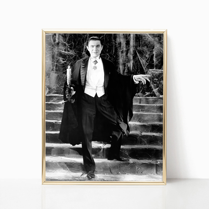 Dracula Vintage Movie Poster Vampire Wall Art Scary Halloween Horror Living Room Decor Black and White Photography Canvas Framed Printed.jpg
