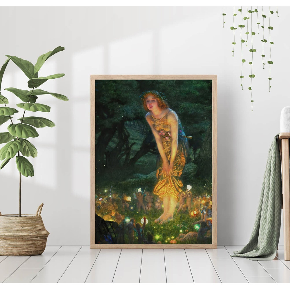 Edward Robert Hughes Midsummer Eve Canvas Print Poster Frame Digital Watercolor Famous Painting Wall Art Prints Room Decor Vintage Decor.jpg