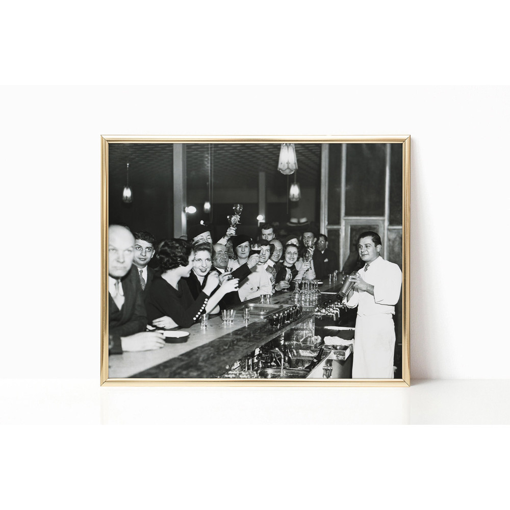 End of Prohibition Black and White Vintage Wall Art Wine Beer Lover Canvas Framed Bar Wall Decor Bartender Poster Printed Wall Art Trendy.jpg
