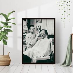 frankenstein salon decor barber shop hairstylist vintage black and white funny photography canvas print poster framed wa