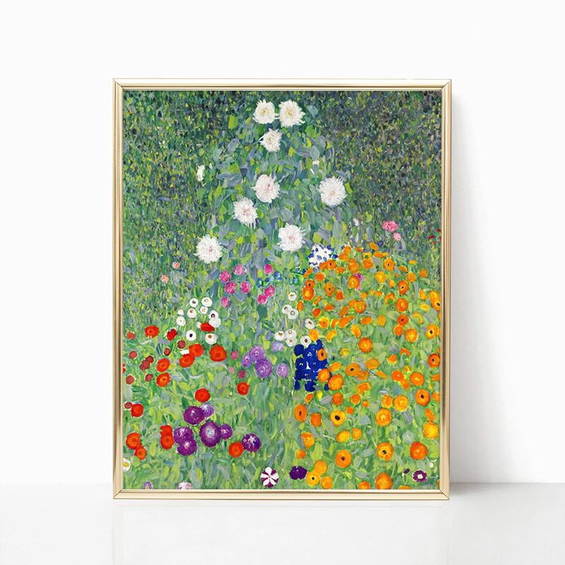 Gustav Klimt Flower Garden Canvas Print Poster Framed or Digital Famous Painting Artist Wall Art Prints Trendy Living Room Decor Modern Art.jpg