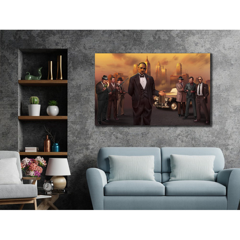 Gangsters Print On Canvas, Famous Gangster Wall Decor, Vito Corleone Canvas Painting, Office&Home Decor, Modern Wall Art 1.jpg