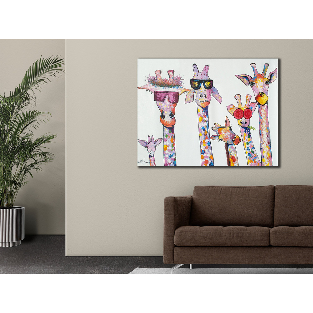 Giraffes Family Canvas Wall Art, Colorful Giraffe Poster, Animal Painting on Canvas, Giraffes Lovers Gifts, Home Decor, Living Room art.jpg
