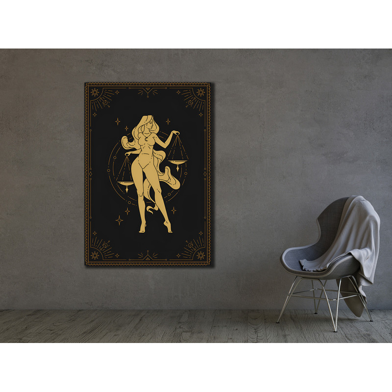 Golden Libra Canvas Art, Zodiac Wall Art, For Astrology Enthusiast, Golden Canvas, Libra Print, Libra Wall Art, Digital Print, Home Decor.jpg