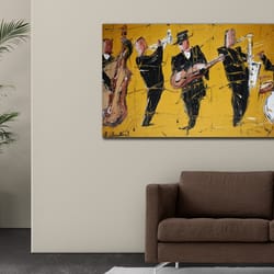 jazz band canvas print, music wall decor, home decoration, ready to hang, instruments jazz canvas painting, musical pos