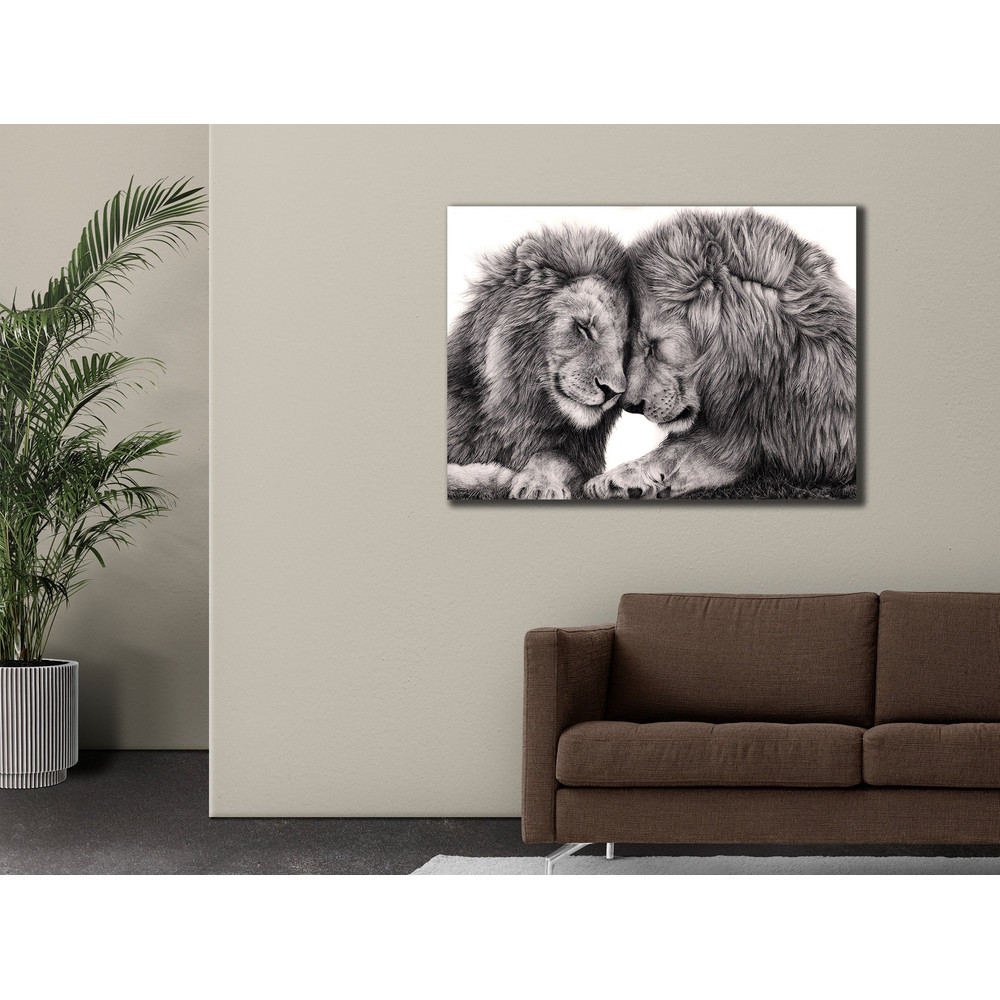 Lion Family Canvas Art, Lion Print on Canvas, Animals Wall Art, Animal Poster, Living Room Decor, Couple Lion Canvas art, Home Decor.jpg