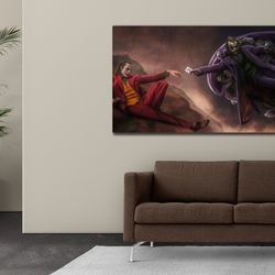 movie art, crazy joker wall canvas, ready to hang joker canvas, discount, modern living room canvas, birthday and home g