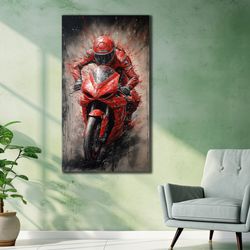 red motorcycle canvas wall art, motorcycle graffitti print, motorcycle poster, colorful canvas poster, office wall paint