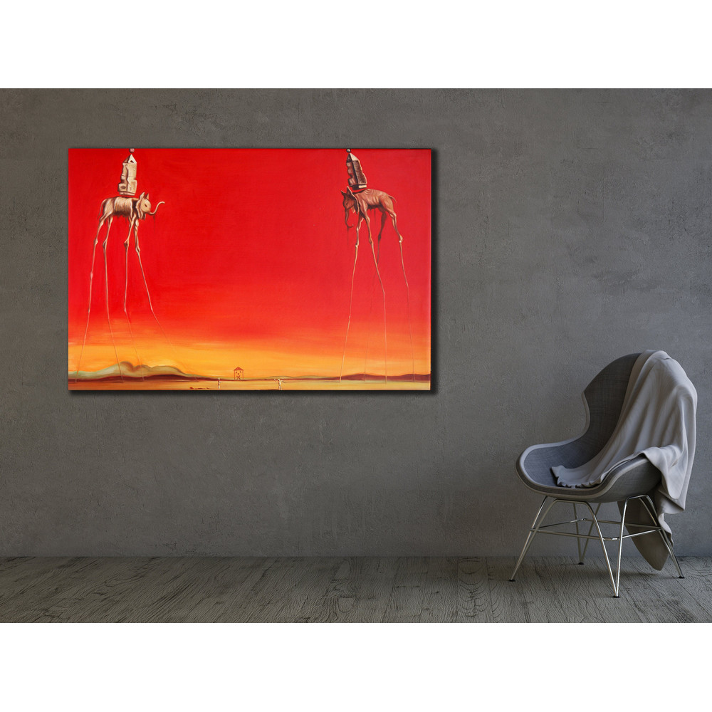 Salvador Dali Painting On Canvas, Abstract Wall Decor, Home Decoration, Elephants Artwork, Ready to Hang, Modern Wall Art, Reproduction Art.jpg