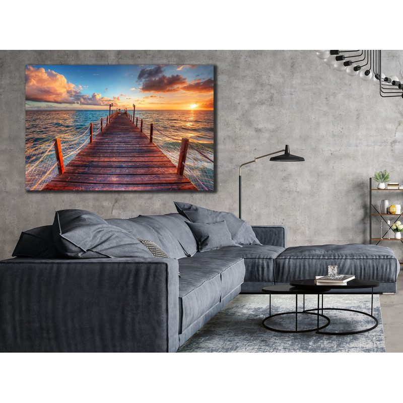 Sea Pier Canvas Print, Blue Sea Canvas, Landscape Wall Art, Sea Pier Wall Decor, Large Canvas Print, Home Decor Art.jpg