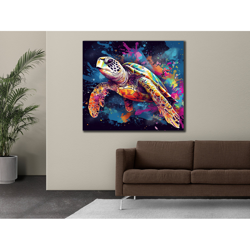 Sea Turtle Canvas, Colorful Turtle Painting, Graffiti Turtle Print, Sea Life Canvas Wall Art, Animal Poster, Home Decor.jpg