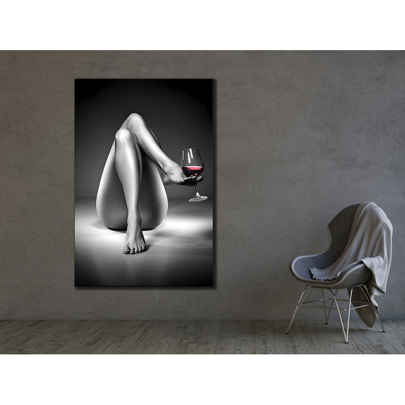 Sexy Woman Leg Canvas Wall Art, Wine drinking Area Wall Decor, Erotic Print, Sexy Body Art, Fantasy Canvas, Naked Women Print, Bedroom Decor.jpg
