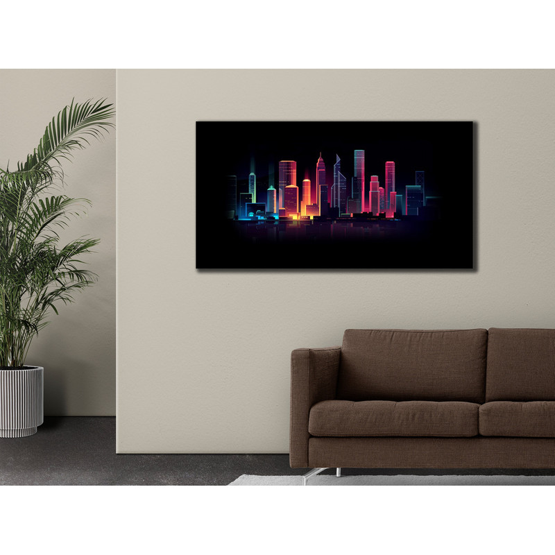 Skyline At Night Lighted  Canvas Art, Led Sign Cityscape Wall Decor, Bedroom Home Decor, Scenery City Canvas Print, Living Room Wall Decor.jpg